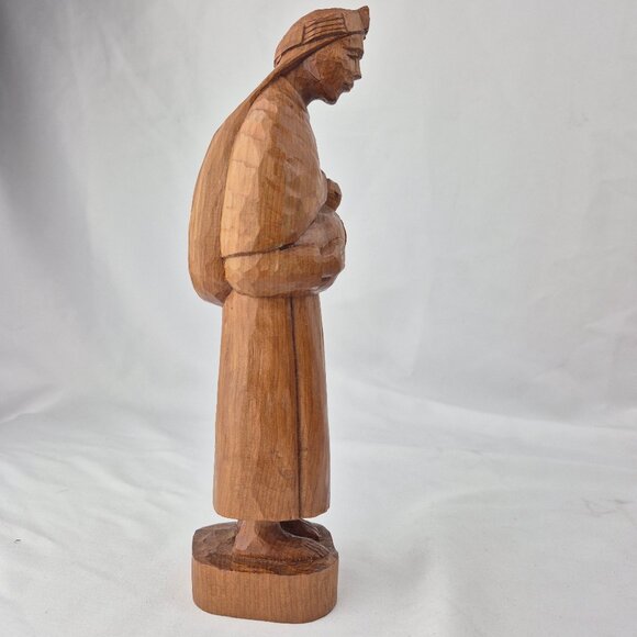 Folk Art Wood Figure Mother with Child - Picture 6 of 16